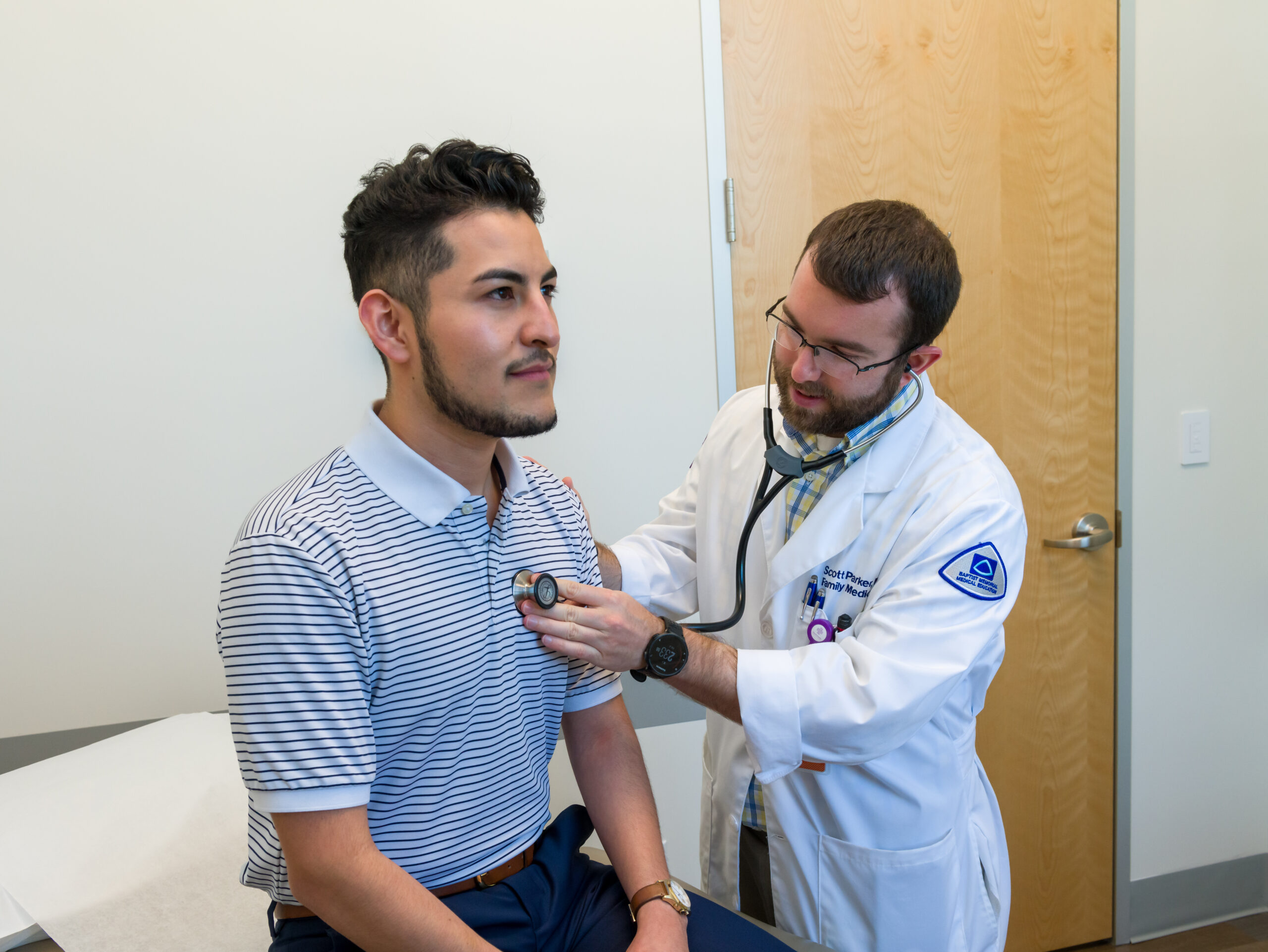 provider checks patient heart