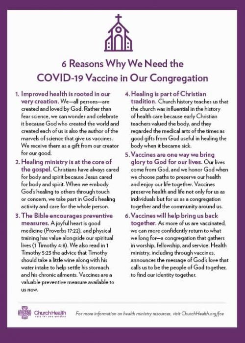 6 razones por las que necesitamos la vacuna COVID-19 en nuestra congregación